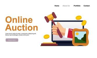page de destination de conception de concept d'offre et d'enchères vecteur
