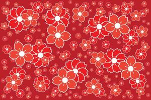 illustration, abstrait de Cerise fleur fleur sur rouge Contexte. vecteur