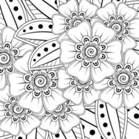 esquisser le motif de fleurs carrées dans le style mehndi pour la page du livre de coloriage vecteur