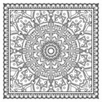 esquisser le motif de fleurs carrées dans le style mehndi pour la page du livre de coloriage vecteur