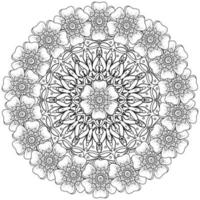 motif circulaire en forme de mandala avec fleur pour henné, mehndi, tatouage, décoration. vecteur