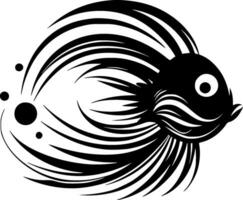 poisson - noir et blanc isolé icône - vecteur illustration