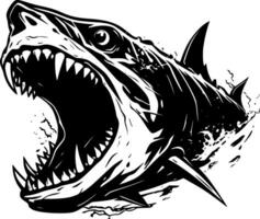 requin - noir et blanc isolé icône - vecteur illustration