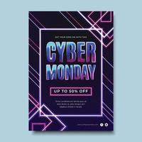 affiche de vente du cyber lundi dans un style néon vecteur