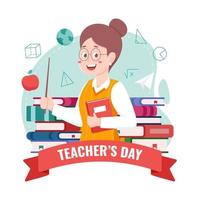 conception de la journée des enseignants heureux vecteur