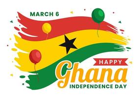 Ghana indépendance journée fête vecteur illustration sur Mars 6e avec agitant drapeau dans nationale vacances plat dessin animé Contexte conception
