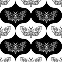 monochrome faucon papillon de nuit décès tête papillon sans couture modèle. parfait impression pour tee, affiche, carte, autocollant, bannière. vecteur