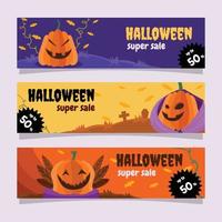 bannière de vente horizontale halloween plat vecteur