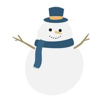 bonhomme de neige avec chapeau et écharpe hiver illustration vecteur