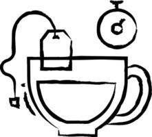 thé tasse avec sac main tiré vecteur illustration
