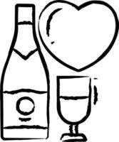 Champagne main tiré vecteur illustration