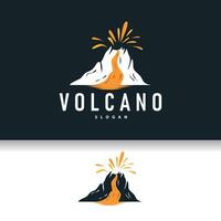 volcan logo illustration silhouette conception volcan Montagne éclater avec Facile rochers et lave vecteur