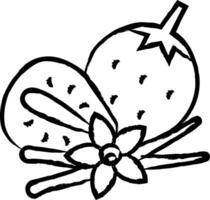 vanille et fraise main tiré vecteur illustration