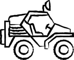 militaire jeep main tiré vecteur illustration