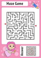 Labyrinthe. jeu pour les enfants. labyrinthe amusant. feuille de travail de développement de l'éducation. page d'activité. casse-tête pour les enfants. style de dessin animé mignon. énigme pour le préscolaire. énigme logique. illustration vectorielle de couleur. vecteur