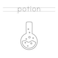 trace les lettres et la potion de couleur. pratique de l'écriture manuscrite pour les enfants. vecteur