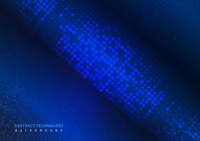 technologie abstraite concept numérique futuriste modèle carré avec éclairage éléments carrés de particules incandescentes sur fond bleu foncé. vecteur