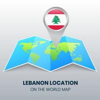 icône de localisation du liban sur la carte du monde, icône de broche ronde du liban vecteur