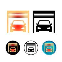 voiture abstraite dans le jeu d'icônes de symbole de garage vecteur
