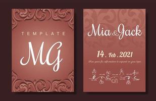 invitation de mariage, carte de voeux avec ornement vintage. vecteur