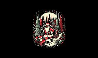 Père Noël sur forêt vecteur illustration ouvrages d'art conception