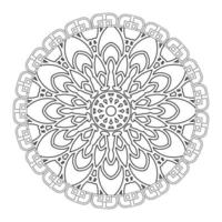 mandala noir et blanc avec motif floral. coloriage. vecteur