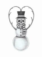 bonhomme de neige Noël squelette main dessin sur papier vecteur