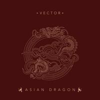 serpentin asiatique dragon dans fleuri circulaire vecteur conception