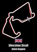 Silverstone voiture course circuit, uni Royaume carte affiche vecteur