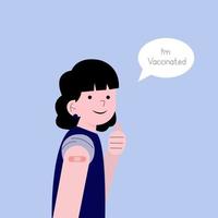 concept d'illustration de jeune fille vaccinée vecteur