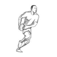joueur de rugby passant ballon doodle art vecteur