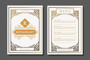 modèle de conception de logo de restaurant et de menu de restaurant avec une bordure vintage vecteur