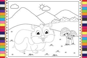 dessin animé animal hamster à colorier pour les enfants vecteur