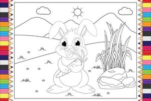 dessin animé animal lapin à colorier pour les enfants vecteur