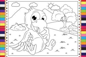 dessin animé animal perroquet à colorier pour les enfants vecteur