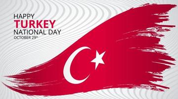 fond de fête nationale de la turquie heureuse avec drapeau ondulant grunge vecteur