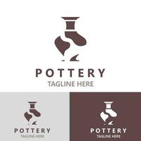 poterie logo conception Fait main, Créatif traditionnel agresser artisanat concept inspiration la nature atelier vecteur