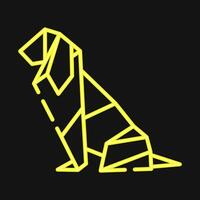 icône chien origami. chinois zodiaque éléments. Icônes dans néon style. bien pour impressions, affiches, logo, publicité, décoration, infographie, etc. vecteur