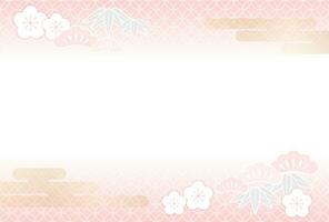 Nouveau ans salutations carte vecteur modèle décoré avec ancien Japonais motifs et de bon augure charmes.