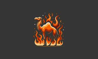 chameau et flammes vecteur illustration plat conception