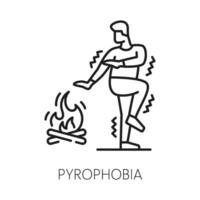 Humain pyrophobie phobie, mental santé icône vecteur