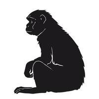 Célibataire silhouette de réaliste singe séance côté vue vecteur