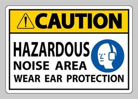 Attention signe zone de bruit dangereux porter une protection auditive sur fond blanc vecteur