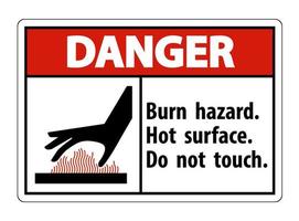 danger de brûlure, surface chaude, ne touchez pas le signe symbole isoler sur fond blanc, illustration vectorielle vecteur