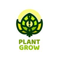 grandir plante la nature logo concept conception illustration vecteur