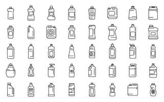 Lave-vaisselle détergent Icônes ensemble contour vecteur. onglets La publicité nettoyer vecteur