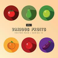 ensemble de coloré dessin animé fruit Icônes - vecteur isolé icône illustration ensemble