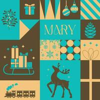 Marie Noël sans couture modèle dans scandinave style carte postale avec rétro nettoyer concept conception vecteur