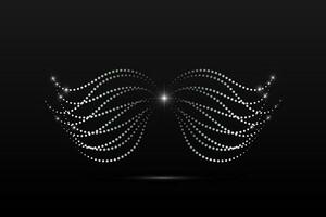 argent ailes linéaire ondulé abstrait sur une noir Contexte. ange ailes. vecteur graphique