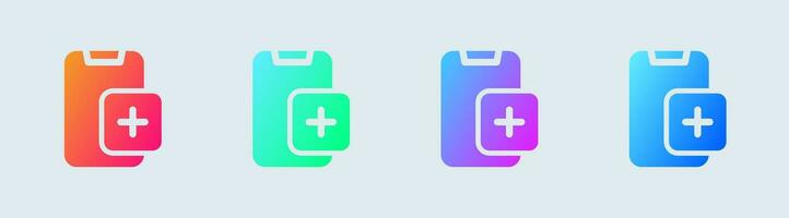 ajouter dispositif solide icône dans pente couleurs. téléphone panneaux vecteur illustration.